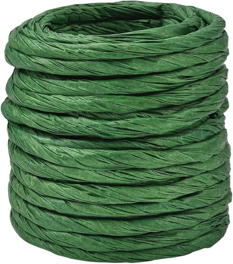 SOFPLATE 13.12 Yards Raffia Paper Ribbon Green Paper Twine Wrapping Ribbon Rustic 4mm Twist Stripes Paper Cord String Rope Accessories for Flower Bouquet Basket Gifts Wrapping DIY Making Crafts Decor - Image 1